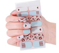 Valentine ' s Day Nails Stickers Full Wraps Polish Strips, Adhesive Art Decals Heart Kiss Love Pattern Valentine Art Stickers