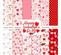 Valentine’s Day Pink Scrapbook Paper 6 x 6 - Single Sided 24 Sheets Printing Pattern Decorative Craft Paper Pad for Junk Journals Bullet Journal Card Making