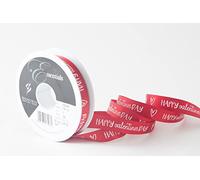 Valentine’s Day Ribbon Happy Valentines Day Printed Red 20m Reel 15mm Wide Satin