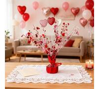 Valentine’s Day Unique Romance Gifts,Red Metallic Foil Spray Centerpiece heart-shapedTable Decoration ， for Birthday New Year Wedding Anniversary Holiday Party Decor