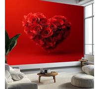 Valentine’S Heart-Shaped Rose Non-Woven Wallpaper 400 x 280 cm Bedroom Wall Mural, Red Photo Wallpaper Poster Wall Covering for Children’s Room Home Restaurant Living Room Hallway