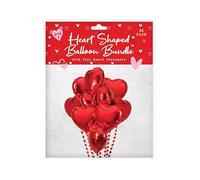 Valentine’s Red Love Heart Helium Foil Balloon Bundle with Streamers - Pack of 12 Heart Shaped Balloons for Valentine’s Day, Proposals, Anniversaries & Romantic Decorations