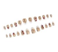Valentine Stick on Artificial False Almond Fake French Tips 12 Sizes for Womens Acrylic Glues on for Women Clear