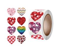 Valentine Sticker Roll - 500 Pieces Heart Shape Labels, Decorative Adhesive Seals, Bright Romantic Design, Easy Peel Apply, Ideal for Classroom Wedding Party Birthday Home Celebration Workplace