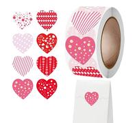 Valentine Sticker Roll - 500 Pieces Heart Shape Labels, Decorative Adhesive Seals, Bright Romantic Design, Easy Peel Apply, Ideal for Classroom Wedding Party Birthday Home Celebration Workplace