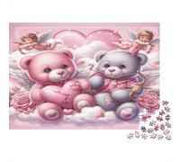 Valentine Teddy Bears Jigsaw Puzzles 1000 Piece Recycled Paper for Adults Puzzle for Adults Hard Difficult Challenging Family Game Fun Home Activity Great Gift Idea 38x26cm/1000pcs