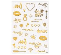 Valentine Theme Heart Lip Print Temporary Decal Water Resistant Body Stickers with Metallic Effect for Couples Party Metallic Glitter Temporary Decal
