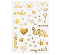 Valentine Theme Heart Lip Print Temporary Decal Water Resistant Body Stickers with Metallic Effect for Couples Party Metallic Glitter Temporary Decal