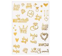 Valentine Theme Heart Lip Print Temporary Decal Water Resistant Body Stickers with Metallic Effect for Couples Party Metallic Glitter Temporary Decal