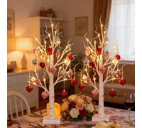 Valentine Tree, Romantic Heart-Shaped Birch Tree Lamp, Lighted Trees for Indoor Decor, LED Heart Tree Tabletop Decoration for Home Indoor (2PCS)