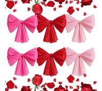 Valentine Wall Bows - 6 Pieces Reusable Large Cute Party Background | DIY Bow Backdrop Set Easy Assembly Home Decor For Valentine’s Day Wall Decor For Home Room Kitchen Classroom Bedroom