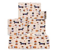 Valentine Wrapping Paper - Sausage Dog Love - 6 Sheets Funny Gift Wrap For Men Women - Giftwraps For Birthday Christmas Anniversary - Includes Tags - For Husband Wife Boyfriend Girlfriend