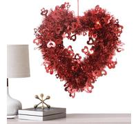 Valentine Wreath Red - Valentine's Day Wreath, Artificial Valentine Wreath Shaped Door Wreath - Garland Decoration, Romantic Home Decor, with Rope for Wall and Door