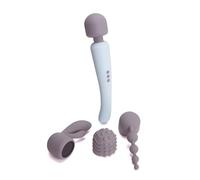 Valentines Ann Summers Power Massage Wand Set USB Rechargeable Vibrating Massager with 3 Attachments: Anal Beads, Textured Clit Stim & A Rabbit 8 Speeds, 20 Vibrations - Genuine Ann Summers Adult Sex