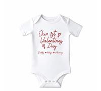 Valentines Babygrows - Our 1st Valentine’s Day Personalised Baby Grow - Custom Family Bodysuit with Daddy, Mummy & Baby Names - Soft Cotton Outfit - Gift for New Parents, Design-012, 9-12 months