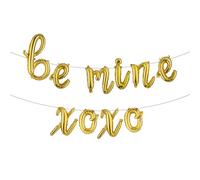 Valentines Balloons BE MINE XOXO Balloon banner for Valentines Day Decorations (L BE MINE XOXO Gold)