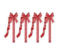 Valentines Cabinet Bows, Ribbon Red Hearts Shaped Valentine Day Bow Set, DIY Hanging Pink Love Heart Print Fabric Bows Romantic Valentines Day Decor for Display Kitchen Mirror Window Set of 4 (C)