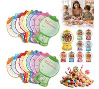 Valentine's Candy Cards Gifts Set with Plastic Domes, DIY Treat Holders for Classroom Exchange, Bubble Gum Machine for Couples Families Party Gift, DIY Fun for All Ages (18pcs)