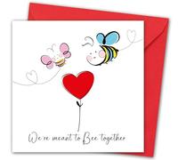 Valentines Card. "Bees" with Hearts Design. Eco-Friendly. 4pp 150x150mm Size. Valentine's Card with Red Envelope. Verse Inside. Printed and Packed in UK.