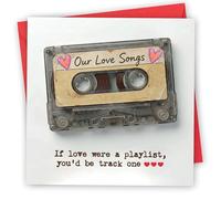 Valentines Card. Cassette Tape Design. Eco-Friendly. 4pp 150x150mm Size. Valentine's Card with Red Envelope. Verse Inside. Printed and Packed in UK.