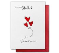 Valentines Card for Husband. Love is all you need Design. Eco-friendly. Textured Stock. A5 Size. Valentine's Card with Red Envelope. Verse inside. Printed and Packed in UK.