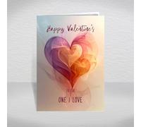 Valentine's Card for the One I Love - Colourful Artistic Style Heart Design & Special Verse Inside, A5 Luxury Greeting Card & Red Envelope for Husband, Wife: The One I Love Valentine's Day Card