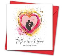 Valentines Card for the One I Love. Couple in Heart Design. Eco-friendly. 148mm Square. Valentine's Card with Red Envelope. Made in UK