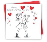 Valentines Card. Happy Galentines Design. Eco-Friendly. 4pp 150x150mm Size. Valentine's Card with Red Envelope. Verse Inside. Printed and Packed in UK.