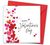 Valentines Card. "Hearts & Roses" Design. Eco-Friendly. 4pp 150x150mm Size. Valentine's Card with Red Envelope. Verse Inside. Printed and Packed in UK.