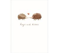 Valentines Card Hedgehogs and Kisses - Romantic Illustrated Luxury Greeting Card