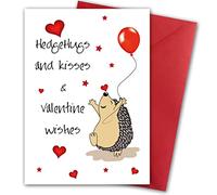Valentines Card. Hedgehugs Design. Eco-friendly. 4pp A5 size. Valentine's Card with Red Envelope. Verse inside. Printed and Packed in UK.