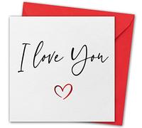Valentines Card. "I Love You" Design with Red foil on Textured Card. Eco-Friendly. 4pp 150x150mm Size. Valentine's Card with Red Envelope. Verse Inside. Printed and Packed in UK.