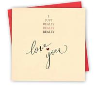 Valentines Card. I really love you Design with Red Foil 4pp 150x150mm Size. Valentine's Card with Red Envelope. Verse Inside. Printed and Packed in UK.
