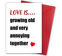 Valentines Card. Love is... Design. Eco-Friendly. 4pp A5 Size. Valentine's Card with Red Envelope. Verse Inside. Printed and Packed in UK.
