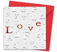 Valentines Card. "Love Letterblock" Design with Red foil. Eco-Friendly. 4pp 150x150mm Size. Valentine's Card with Red Envelope. Verse Inside. Printed and Packed in UK.