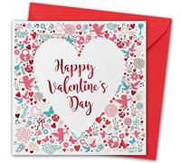 Valentines Card. Premium Card, Heart Design with Red foil on Textured Card. Eco-Friendly. 4pp 150x150mm Size. Valentine's Card with Red Envelope. Verse Inside. Printed and Packed in UK.