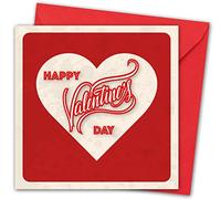 Valentines Card. Retro Heart Design. Eco-Friendly. 4pp 150x150mm Size. Valentine's Card with Red Envelope. Verse Inside. Printed and Packed in UK.
