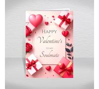 Valentine's Card to my Soulmate - Elegant Gift Box, Hearts & Roses Design with a Special Verse Inside, A5 Luxury Greeting Card for Him/Her with Red Envelope: Soulmate Valentine's Day Card