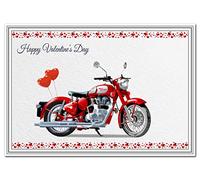 Valentines Cards for him - Husband Fiance Boyfriend Cool Unusual Male Design (Royal Enfield Motorbike Valentine Card)