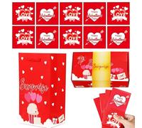 Valentines Cash Pop Up Box,Folding Cash Box,Valentines Pop Up Cash Box with 10X Red Envelopes - Reusable Piggy Bank for Sharing Rings, Necklaces and PU