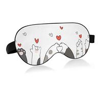 Valentine's Cat Paws Red Heart Sleep Eye Mask, Sleeping Mask & Blindfold with Elastic Headband Soft Comfort Eyeshade Sleep Cover for Travel Yoga Nap