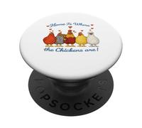 Valentines Chicken Funny Home Is Where The Chickens Are PopSockets Adhesive PopGrip