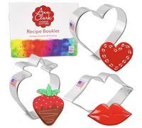 Valentines Cookie Cutters 3-Pc. Set Made in the USA by Ann Clark, Lips, Heart, Strawberry