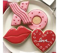 Valentines Cookie Cutters 4-Pc. Set Made in The USA by Ann Clark, Lips, Heart, X, and O