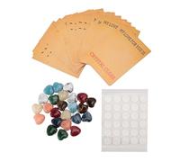 Valentines Crystals Card Set, 24 Pcs Heart Shaped Crystals with Adhesive Dots - Elegant Polished Stones, Durable Materials, Perfect for Classroom and Party Use
