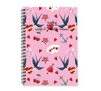 Valentines Cupid Heart Arrows 2026 Notebook A5 To Do List Notebook Diary Women's Diary 2026 for Teaching Assistant Week To View Monthly Year Planner with Dotted Line Note Page Slim