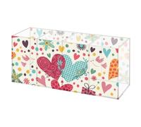 Valentines Cute Flowers and Hearts Desk Organisers Desk Top Organiser, 4 Compartments Makeup Organiser Storage, Acrylic Make Up, Square Pen Organizer Pencil Holder, Brush Pot Office Tidy Supplies