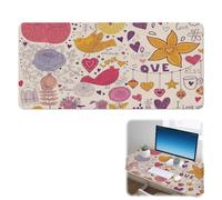 Valentines Cute Love Birds Desk Pad Non-Slip Mouse Mat with Smooth Surface Pu Leather Desk Size Mouse Pad 90X42 CM Gaming Mousemat Office Decor Gift Gaming Mousepad for School Home Office Table