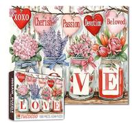Valentines Day 1000 Piece Jigsaw Puzzles for Adults Romantic Flowers Painting Jigsaw Puzzle Inspirational Quotes 1000 Pieces Puzzles Game Home Wall Decor DIY Craft Love Puzzle Art Gift(Colorful)