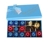 Valentine's Day 12Pcs Soap Flower Foil Rose Gift Box Set Blue | Paper and Foil Design, Elegant Creative Ornament, Romantic Warm Atmosphere, Suitable